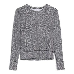 Lululemon Blue Long Sleeve Round Neck Rush Hour Dotted Pullover T Shirt Size 12